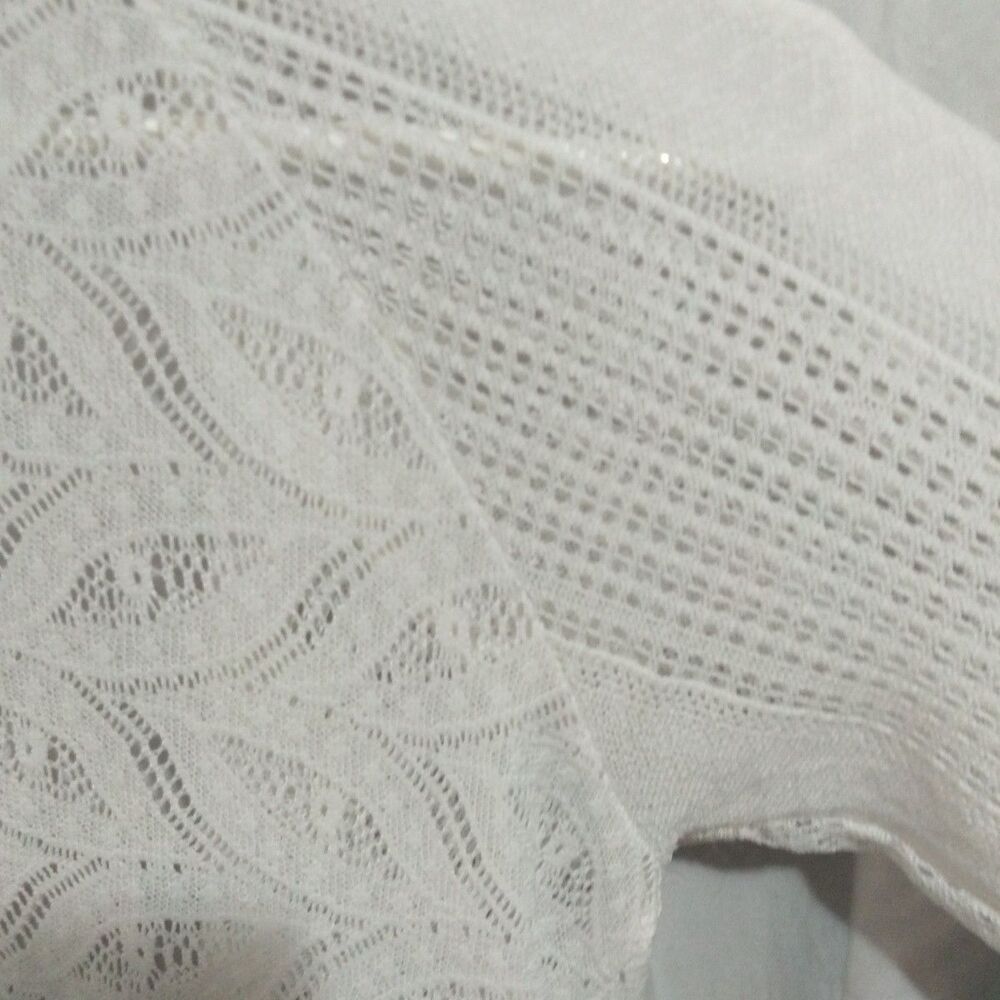 Cactus Size S Crochet White Cardigan With Lace. - Picture 10 of 12